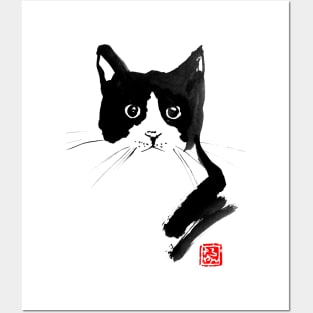 black and white cat Posters and Art